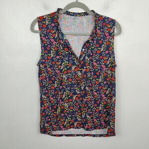 Loft Tank Top Womens Small Blue Floral‎ Print NWT Lightweight Sleeveless Blouse